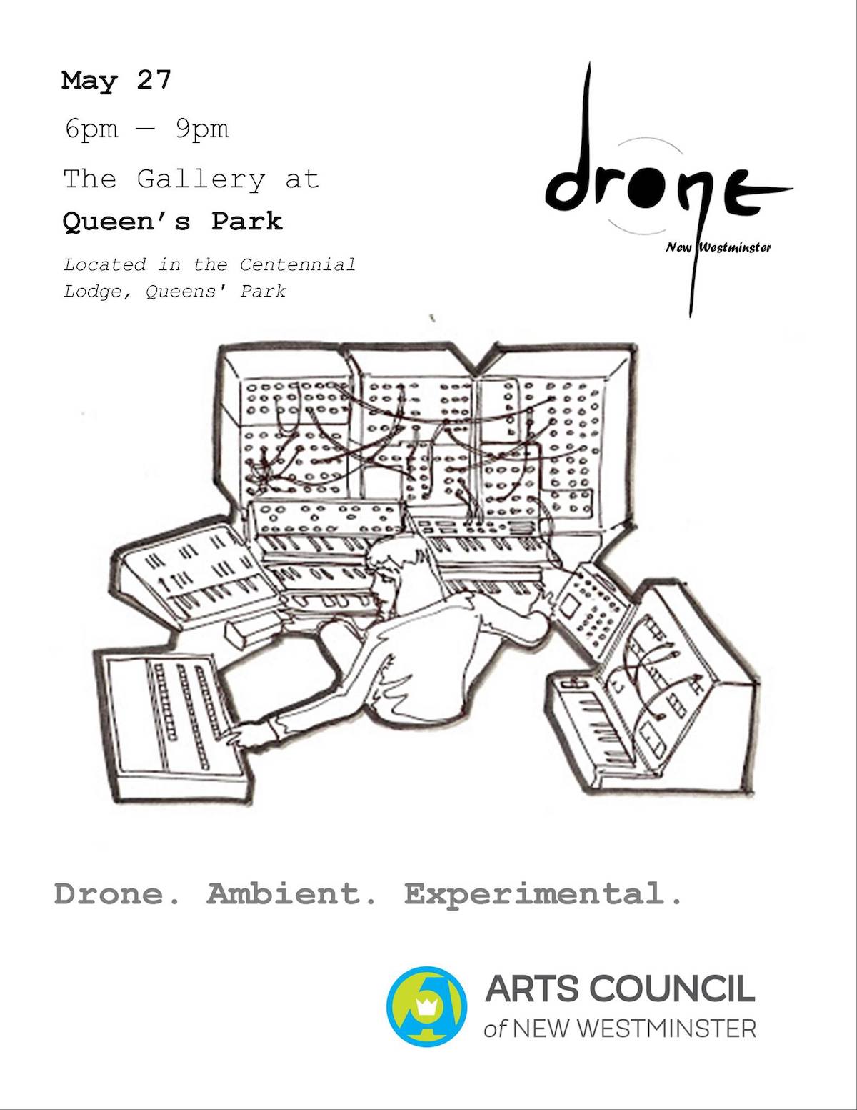 A drawing of a person creating drone music